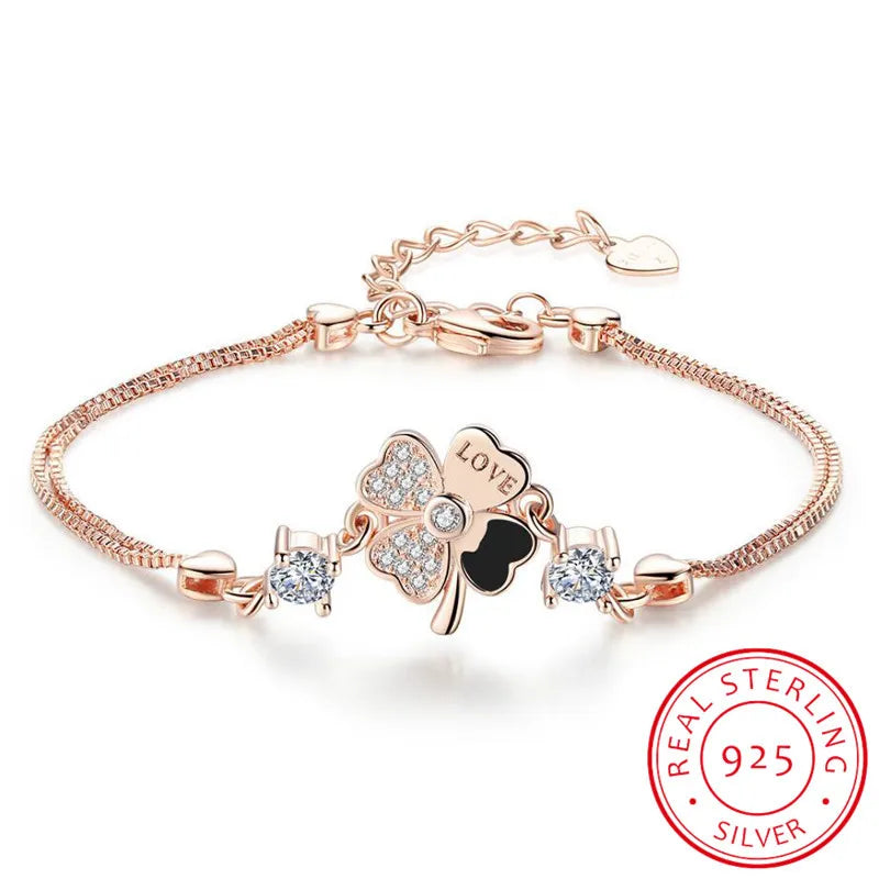 Elegant Heart Clover Bracelet