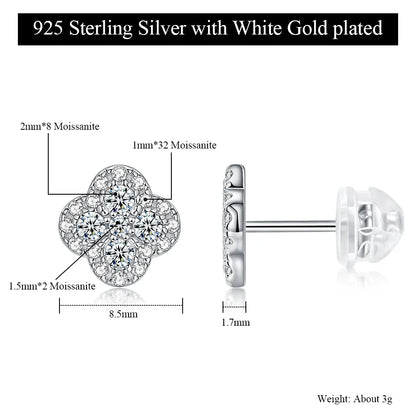 Moissanite Four-Leaf Clover Earrings