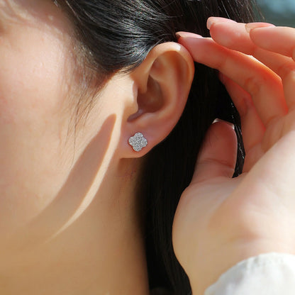 Moissanite Four-Leaf Clover Earrings