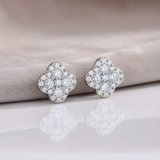 Moissanite Four-Leaf Clover Earrings